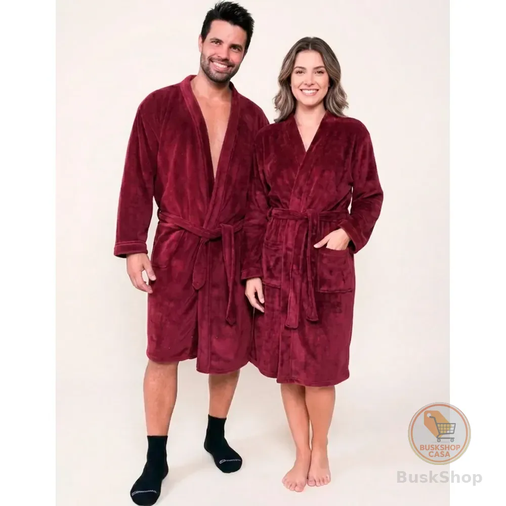 Roupão Premium Benévola Microfibra Antialérgico Inverno Frio Vinho Bloodstone Lisa G