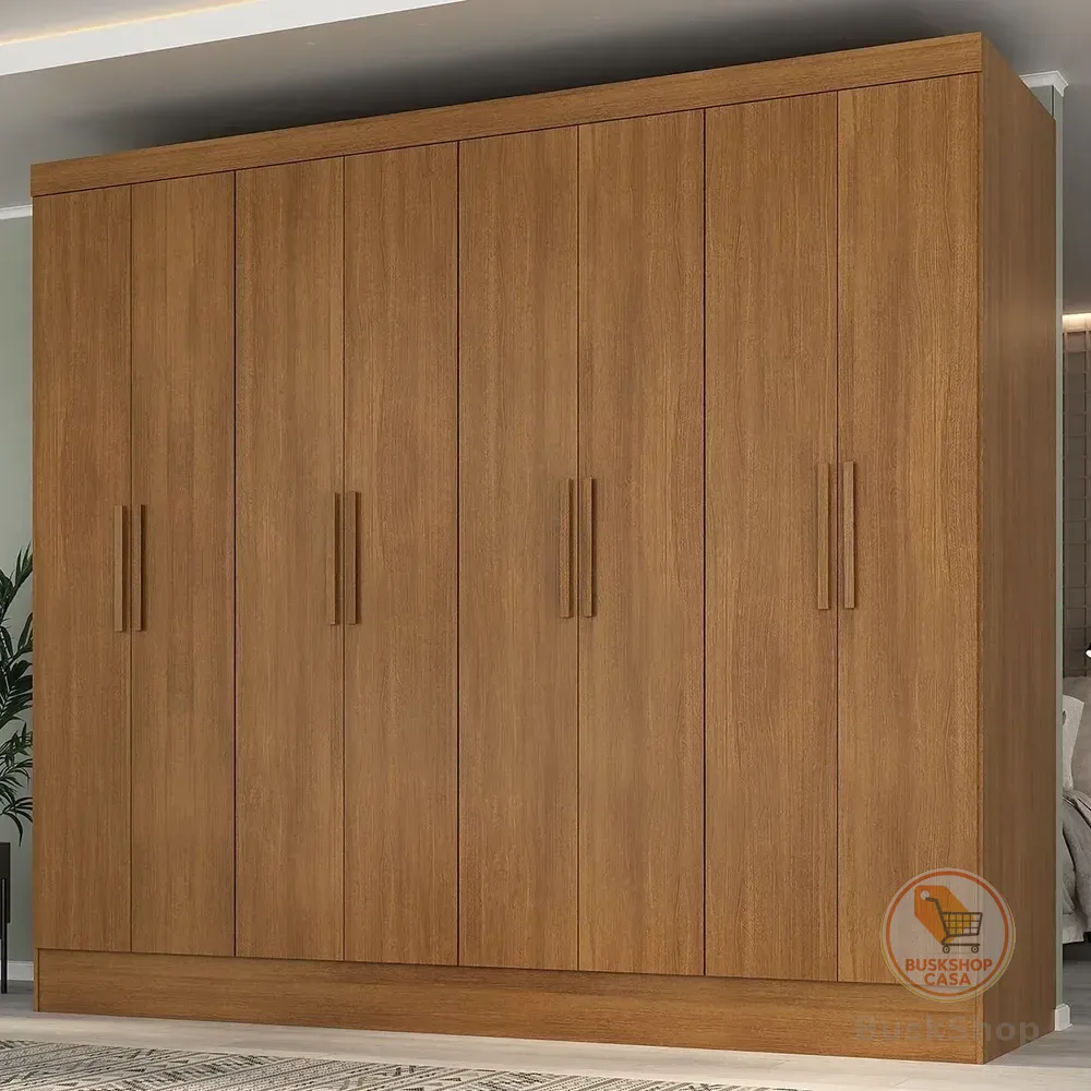 Guarda-roupa Casal 100% Mdf 8 Portas 4 Gavetas Jatobá Cinamomo