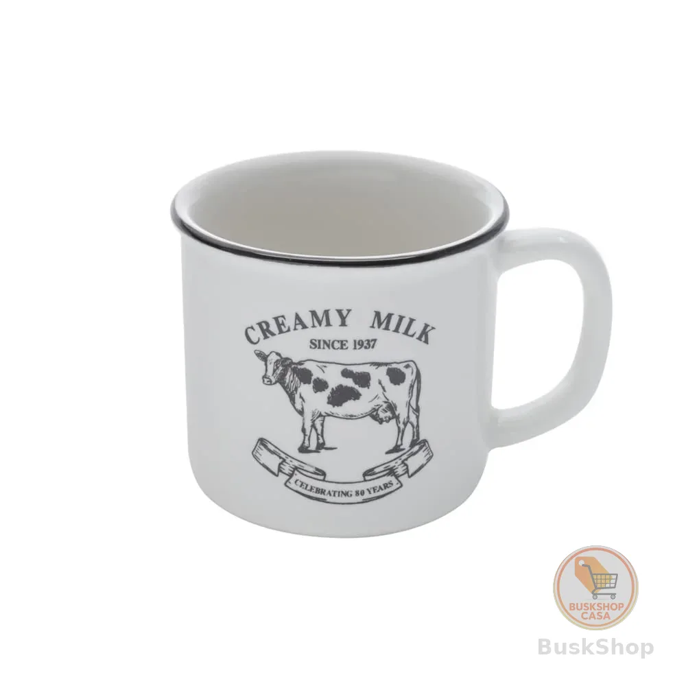 LYOR - Caneca de Porcelana Creamy Milk Branca e Preta 260ml