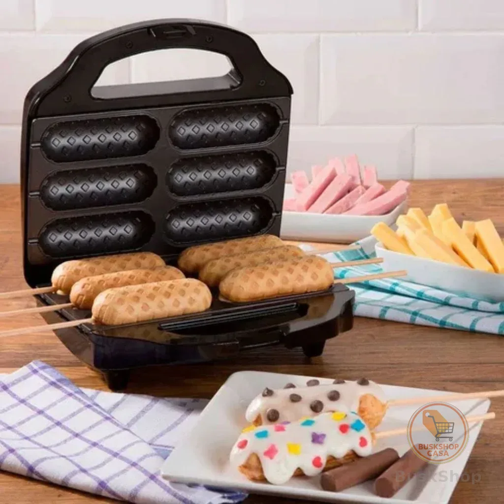 Máquina de Crepe Crepeira Elétrica Antiaderente Hot Dog Queijo Coalho Espetinho No Palito 110v LCK