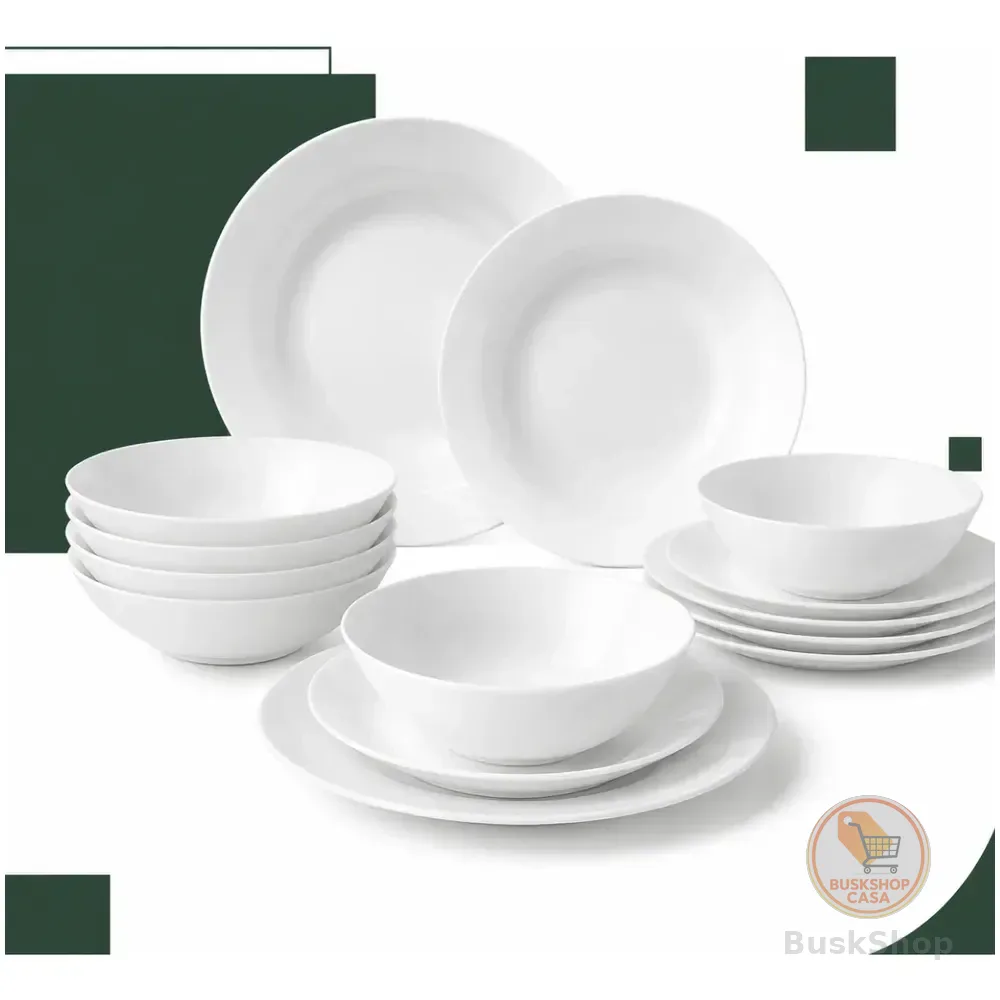 Aparelho Jantar 16 Peças Branco Côncavo Orgânico Opalina Branco Liso