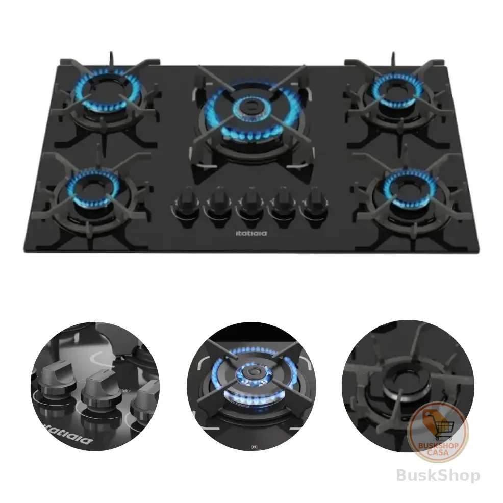 Fogão Cooktop 5 Bocas Tripla Chama Ferro Fundido Itatiaia Preto 127/220v