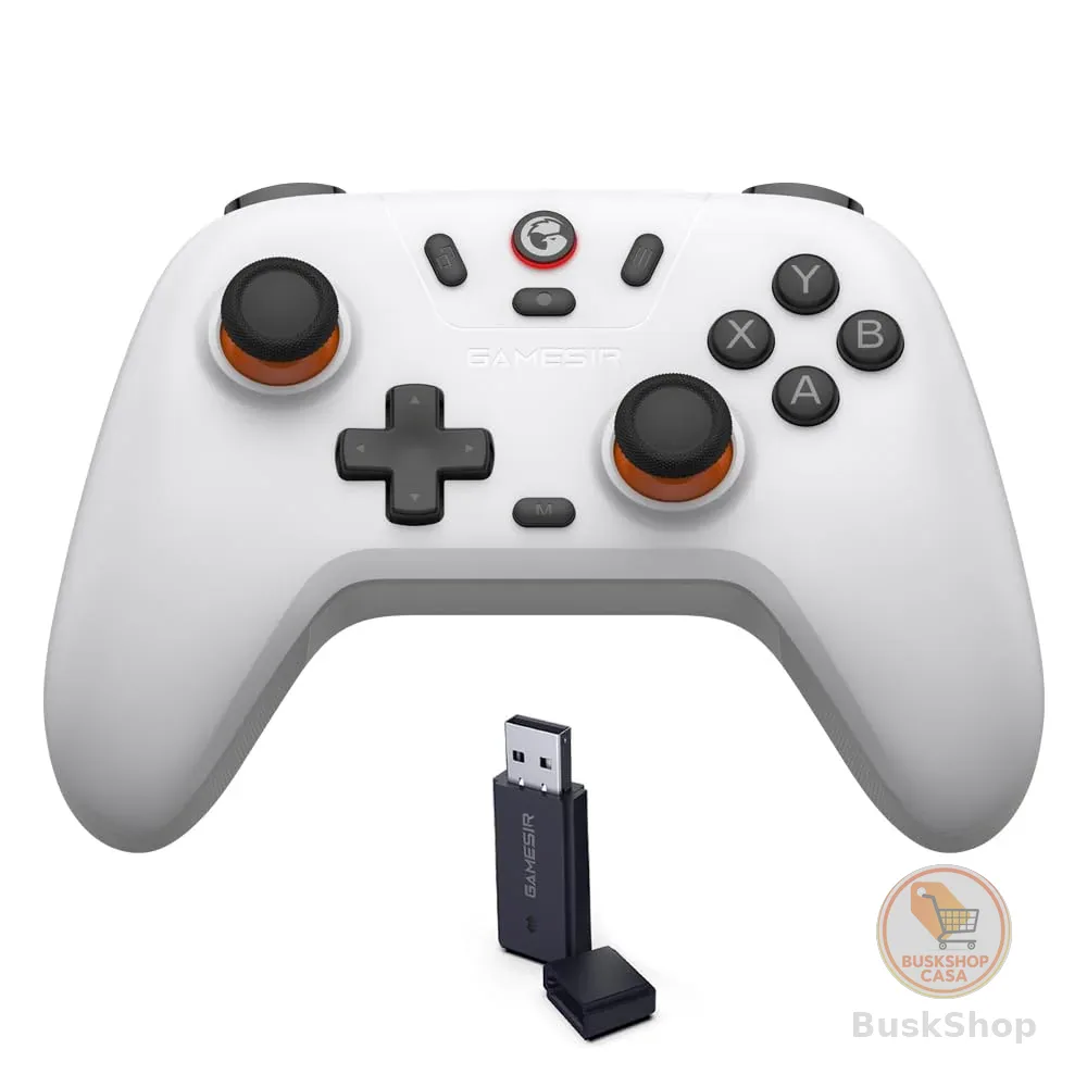 GameSir Nova Lite Controle Bluetooth e Sem Fio 2.4G para PC Windows, Celular Android iPhone, Nintendo Switch e Steam Deck, Gamepad com Hall Effect Anti-Drift, Turbo, Vibração, Dongle USB (Branco)