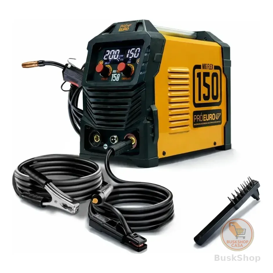 Máquina De Solda Multiprocesso Mig Flex 150a Pró Euro Bivolt Mig Sem Gás Mma Tig Laranja/preto 127/220v