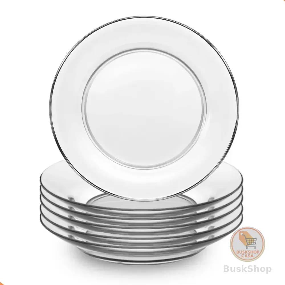 Jogo De Pratos Fundos Cedar Glass Kit 12 Pratos Em Vidro Almoço E Jantar