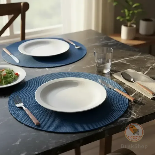 Jogo Americano Redondo Sousplat Cozinha Jantar Kit 6 Peças