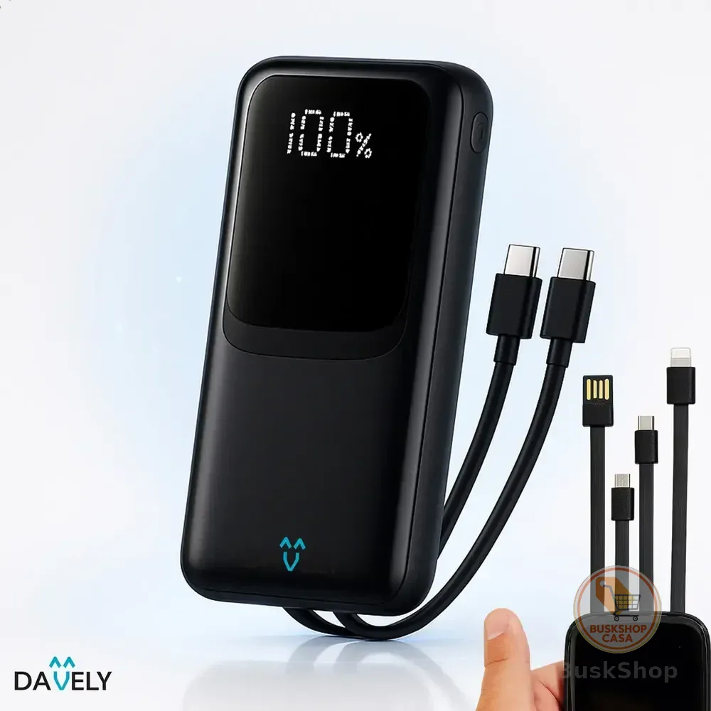 Power Bank 20.000mah 22.5w Carga Rápida Com Display Digital Carregador Portátil Carga Rápida Premium Compatível Com... Preto/branco (modelo1)