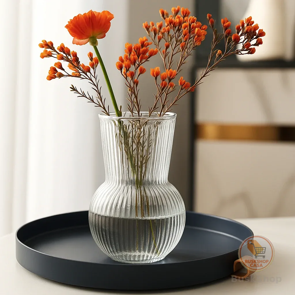 Vaso Decorativo de Vidro Arredondado 17cm Transparente Sala Mesa Flores