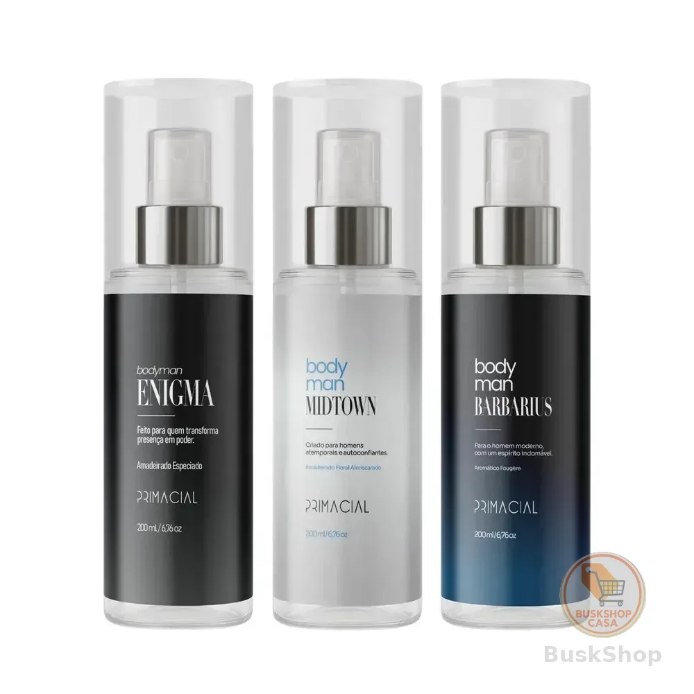 Kit Body Splash Masculino Barbarius + Enigma + Midtown 200ml