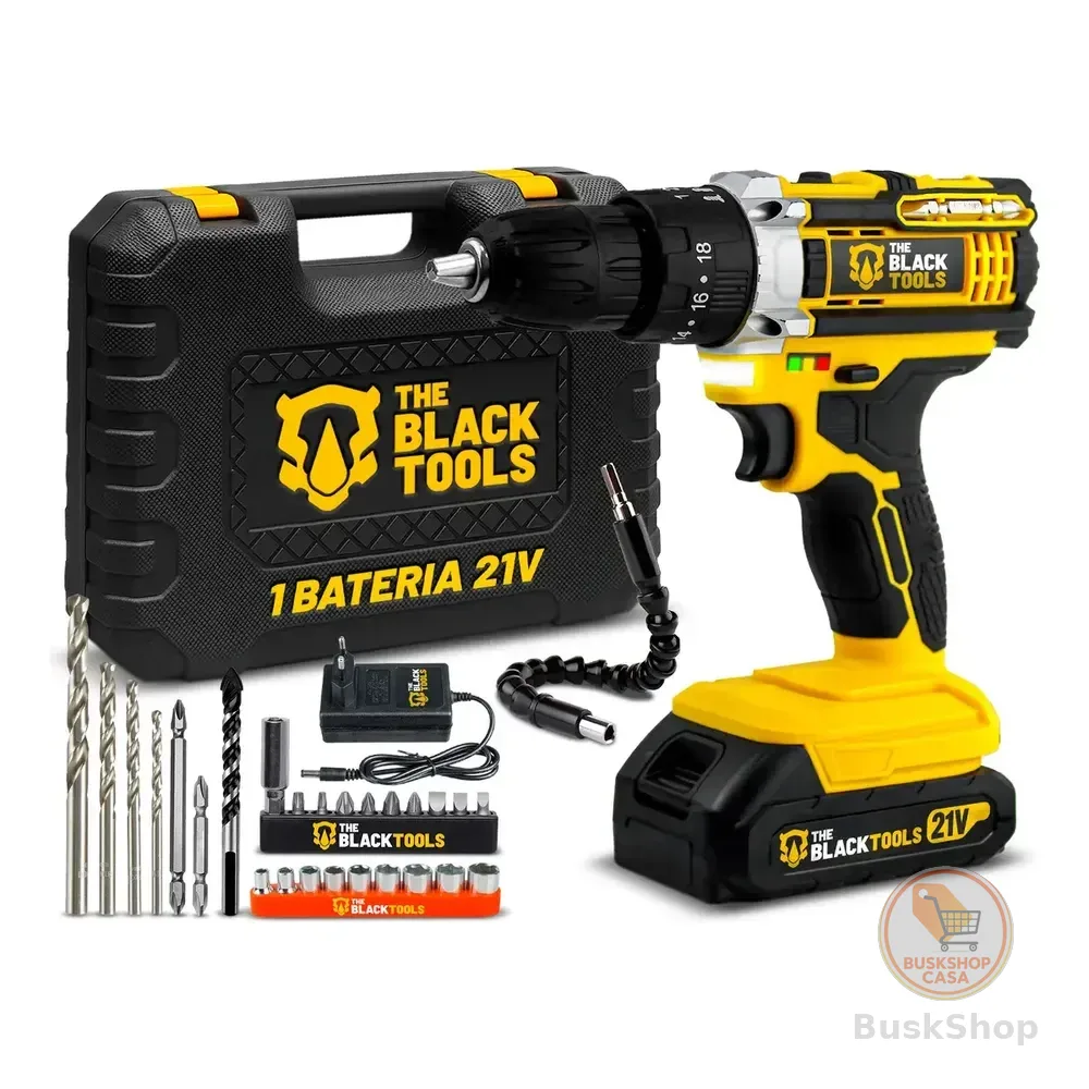 Parafusadeira E Furadeira Impacto The Black Tools Tb-21pw 3/8 Cor Amarelo Frequência 50/60 Hz 127/220v 60hz
