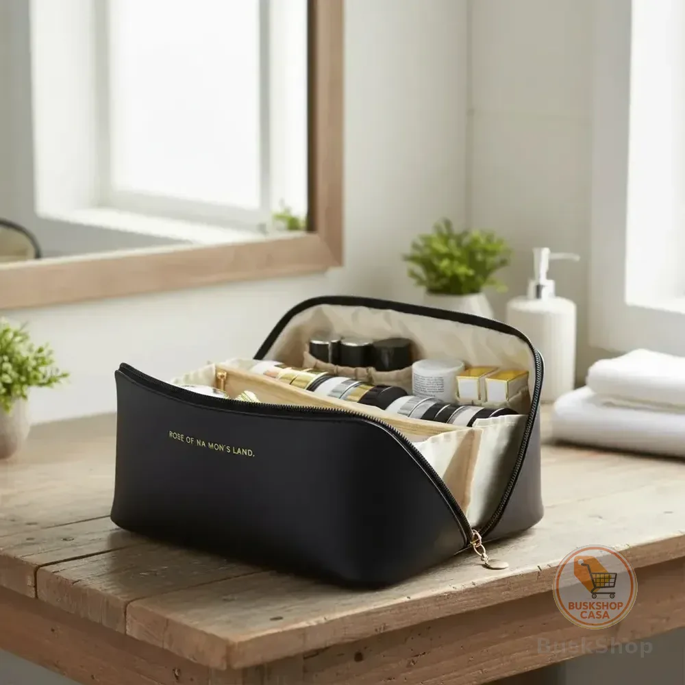 Bolsa Necessaire Porta Maquiagem Higiene Organizador Viagem Trabalho Faculdade Academia Unissex Feminino Moda Blogueira Marca Lemon Shark Cor Preta