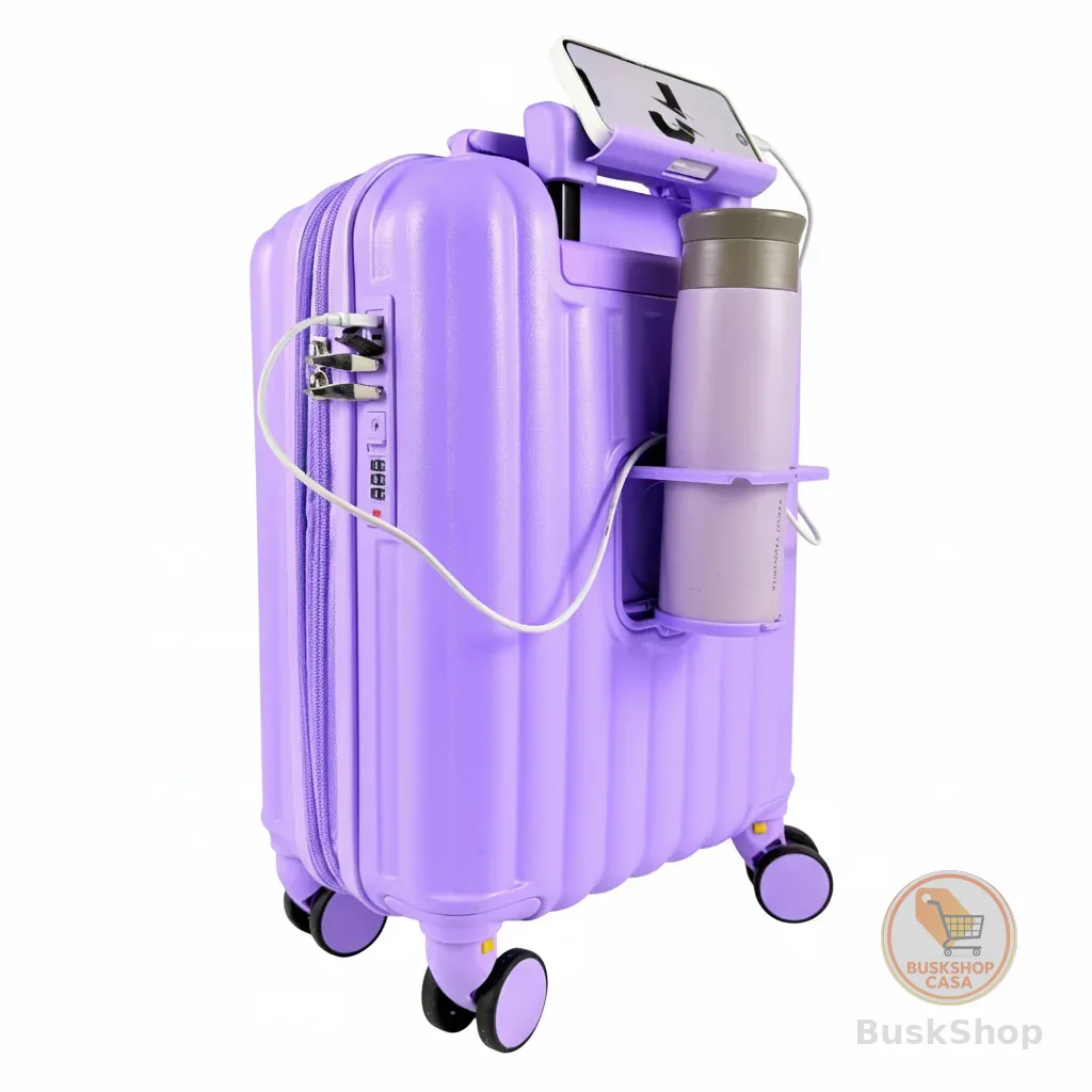 Mala de Bordo | Nuvem | Suporte Celular | Porta Copo | Cadeado TSA | Entrada Usb | Viagem