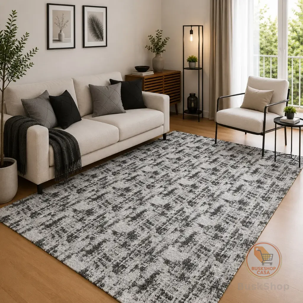 Tapete Jacquard 2,00 m x 1,40 m Antiderrapante Geométrico Sala Escritório Quarto Decoração