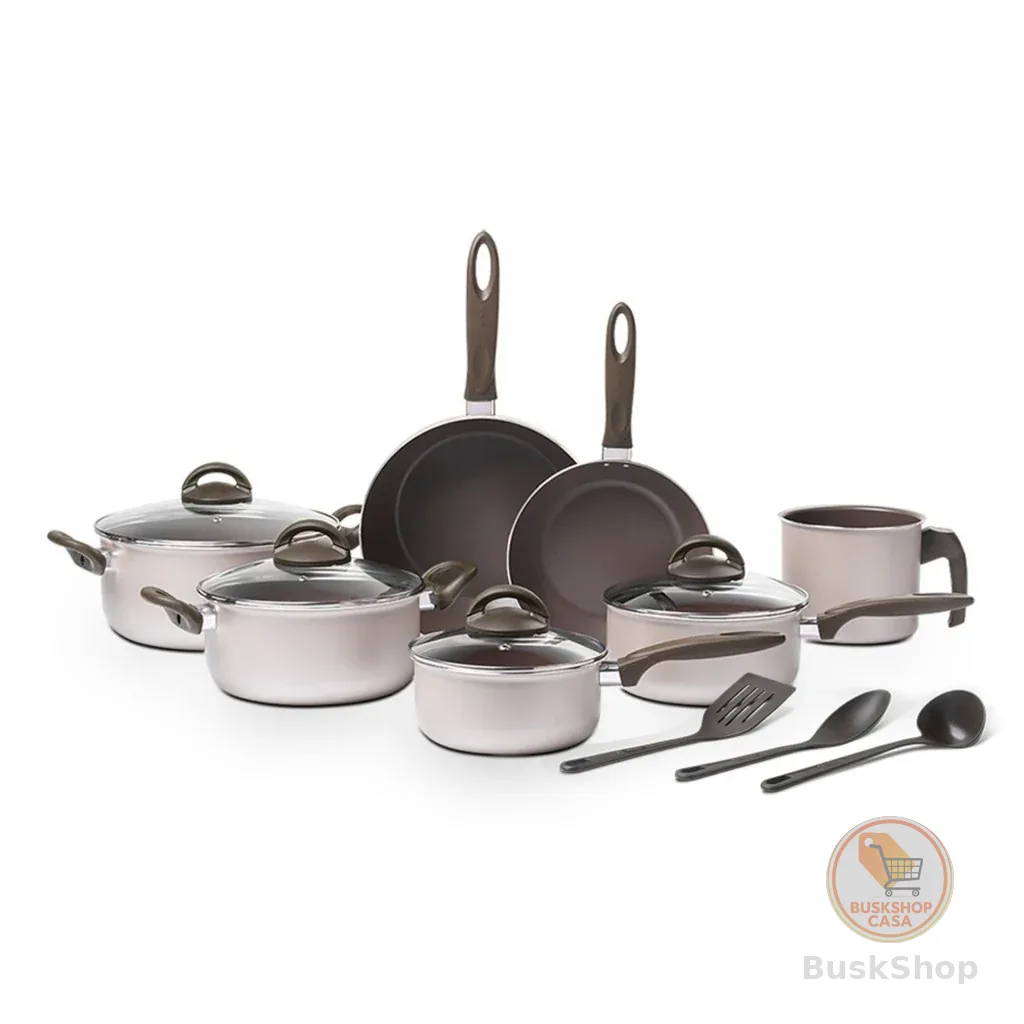 Jogo de Panelas Brinox 10 Peças Ceramic Life Nevada Champanhe