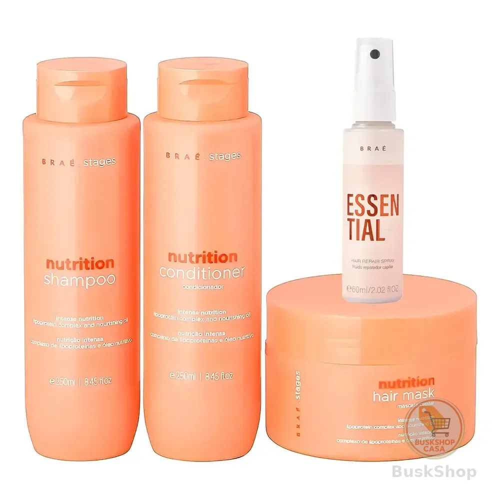 Kit Braé Stages Nutrition Shampoo,cond,másc + Essential 60ml