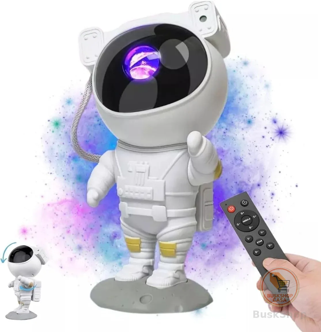 Top Projetor Galáxia Astronauta Premium Luz Noturna Infantil Estrelas Verdes 7 Efeitos Nebulosa Controle Remoto Timer Quarto Decoração Criativa Relaxante Presente Cinema Festa Adulto Criança