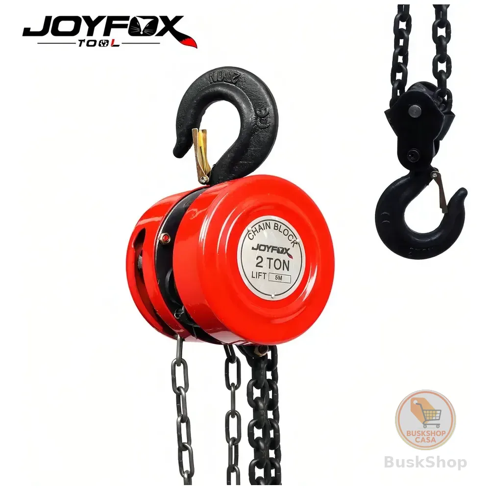 Talha Manual 2 Toneladas 2000 Kg Com Corrente 5 Metros Elevação Vermelho Joyfox