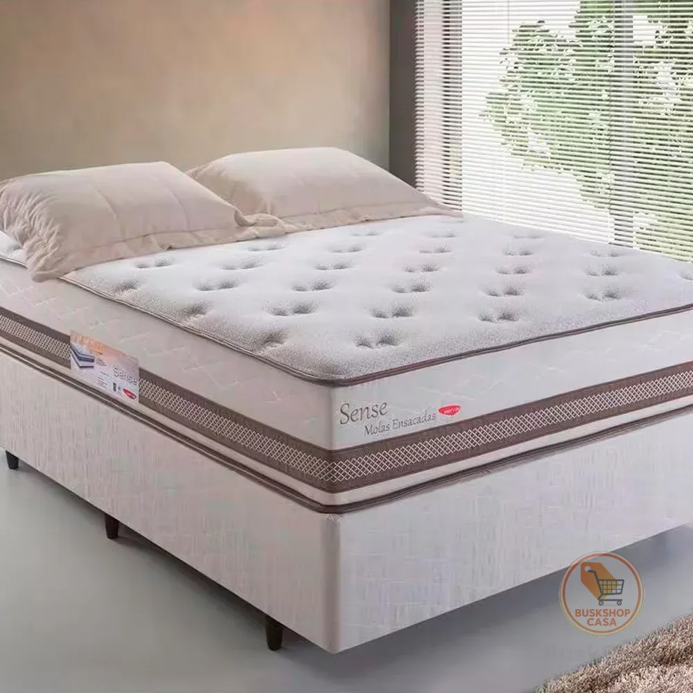 Cama Box Casal Herval 30x138x188cm Sense Molas Ensacadas Pillow Top One