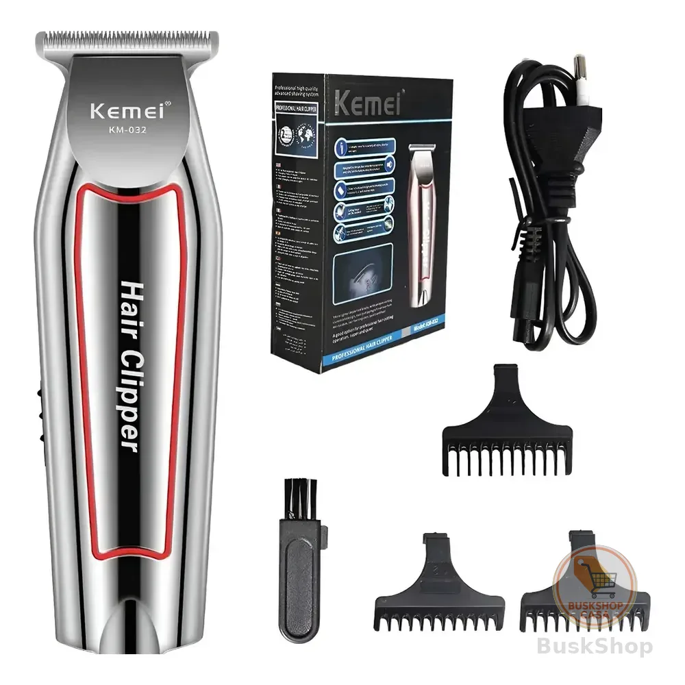 Máquina De Acabamento Kemei Km-032 Barba E Cabelo Profissional Titânio Prateado 127/220v