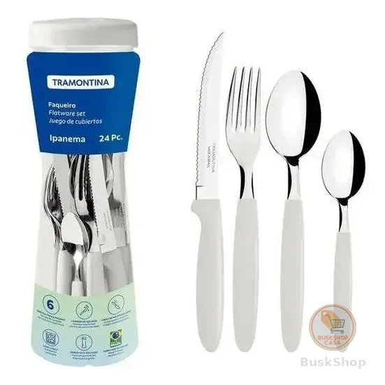 Faqueiro Tramontina Ipanema Inox 24 Pçs Serve Até 6 Pessoas Cor Branco