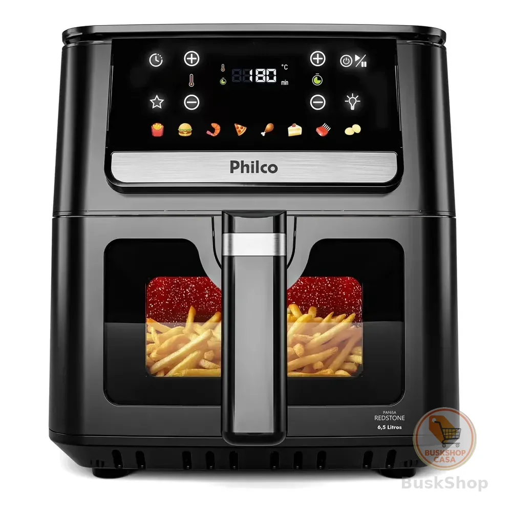 Air Fryer Philco 6,5l Visor Glass E Redstone 1700w Paf65a Preto 127v