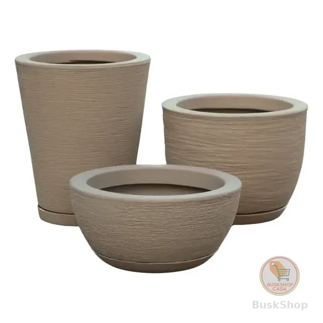Kit 3 Vasos Polietileno Para Plantas Decorativo Cone Bacia