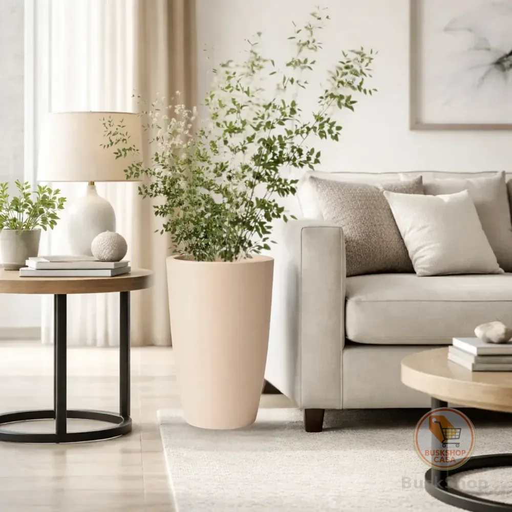 Vaso Planta Flor Decoração Vietnamita Marmorizado Moderno P Bege Lisa