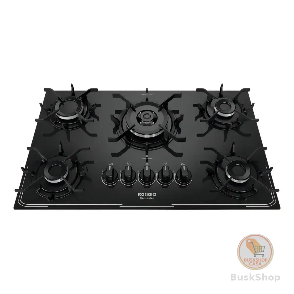 Fogão Cooktop Com Alimentação Gás - Itatiaia 5 Bocas Tripla Chama Cor Preto - 5 Queimadores 127/220v