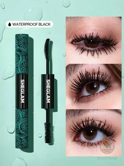 SHEGLAM RíMel All-In-One Volume & Length 2 Em 1 à Prova D'áGua Volumizing Dual-Ended Brush Alongamento Curvatura Grosso Lash Lifting RíMel De Longa DuraçãO Maquiagem Para Os Olhos RíMel Para Festa De Natal RíMel