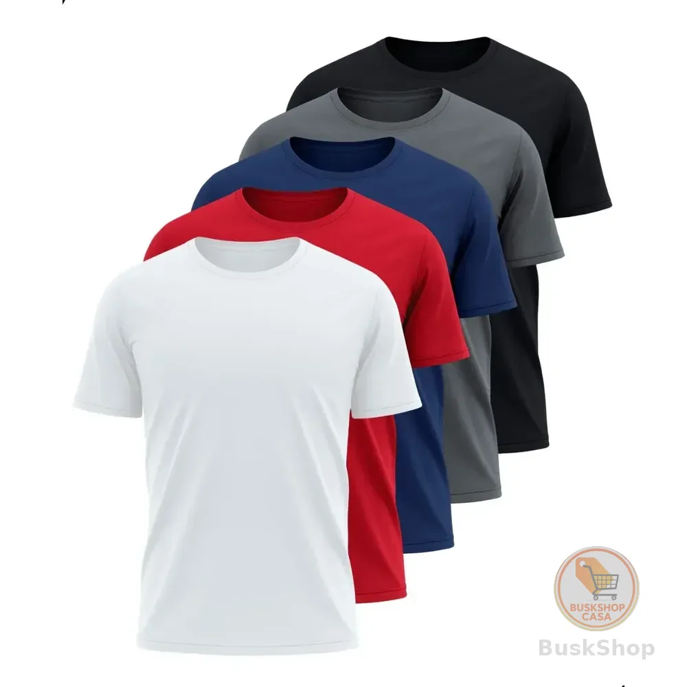 Kit 5 Camisetas Básicas Masculina Dry Fit Lisa Tradicional  Variado P