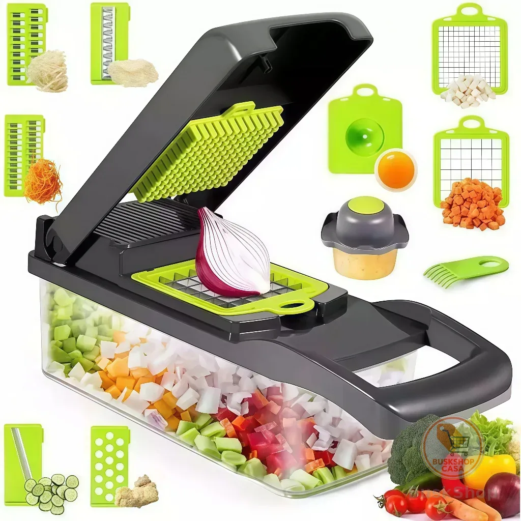 Cortador de Legumes e Vegetais 16 em 1 Lâminas de Inox Acessório de Cozinha Prático e Resistente Fácil de Usar e Limpar