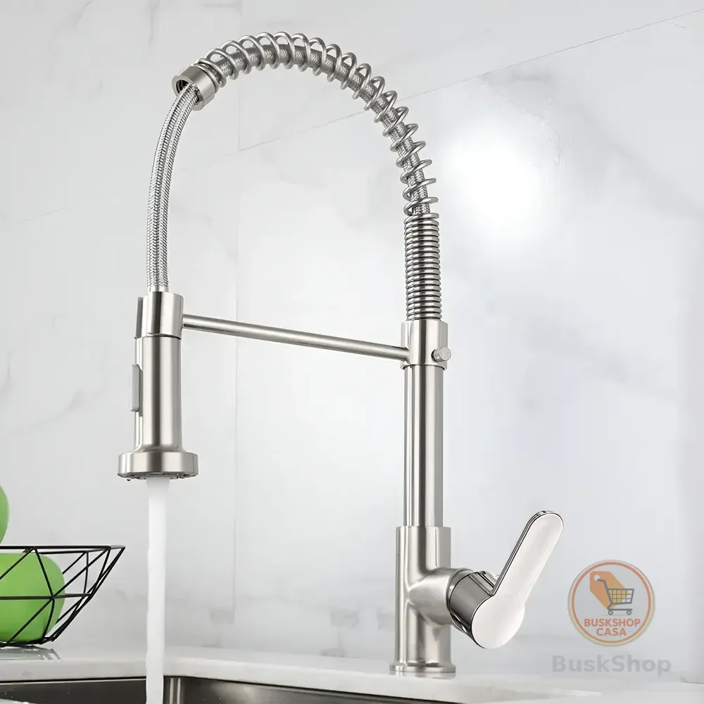 Torneira Cozinha Gourmet Bancada Flexível Monocomando Pia Prateado B22-silvery