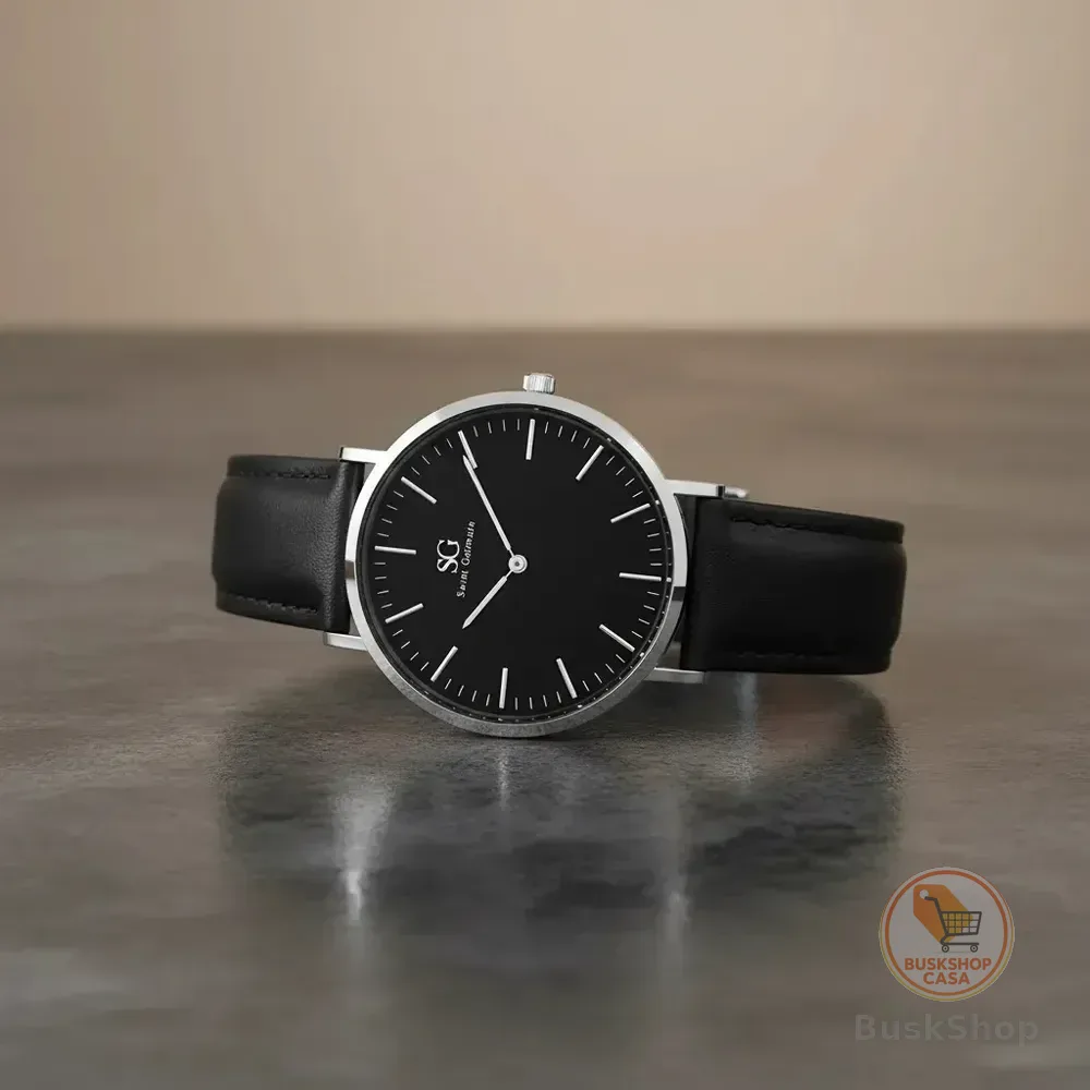 Relógio Masculino Saint Germain Murray Caixa Prateada De 40mm Preto Prateado