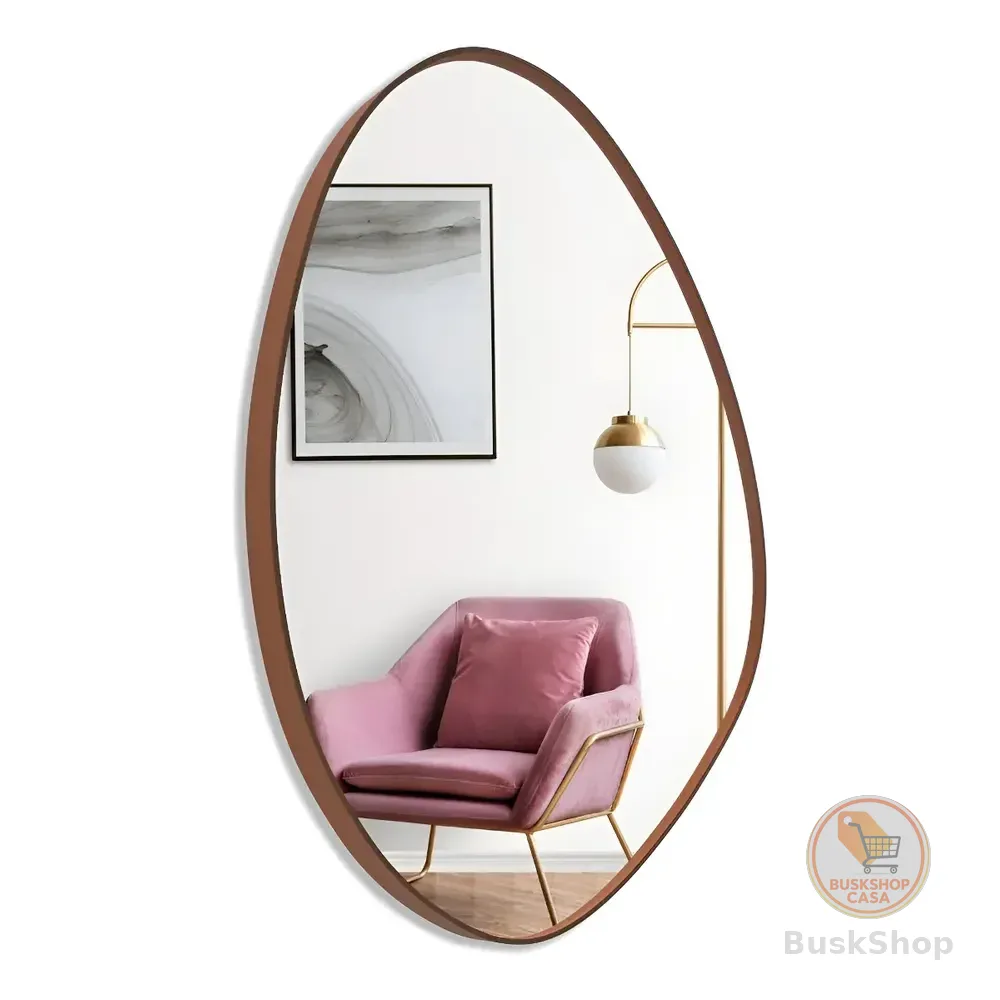 Espelho Orgânico De Parede Mirror Store Orgánico Do 60cm X 42cm Com 60cm De Diâmetro Quadro Caramelo