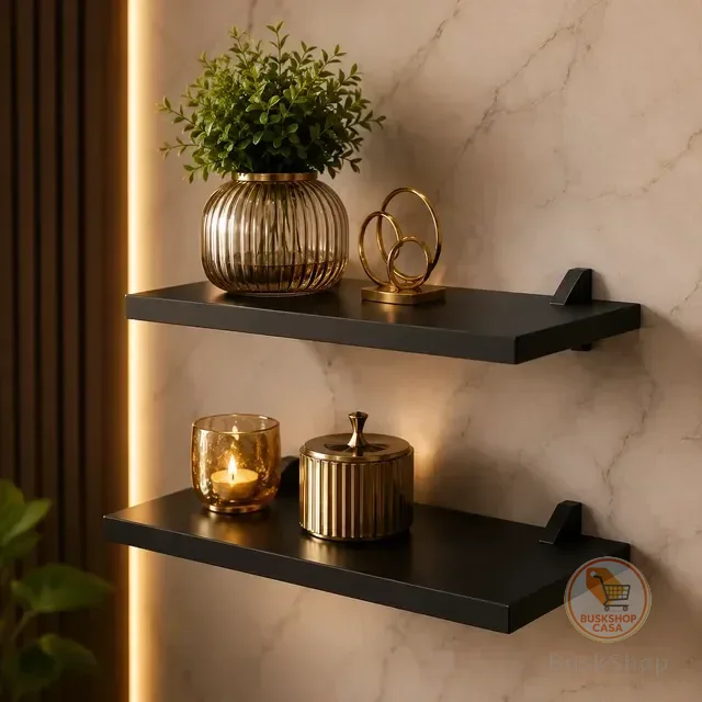 Kit 2 Prateleiras Mdf Decorativas 20 X 40cm Com Suporte