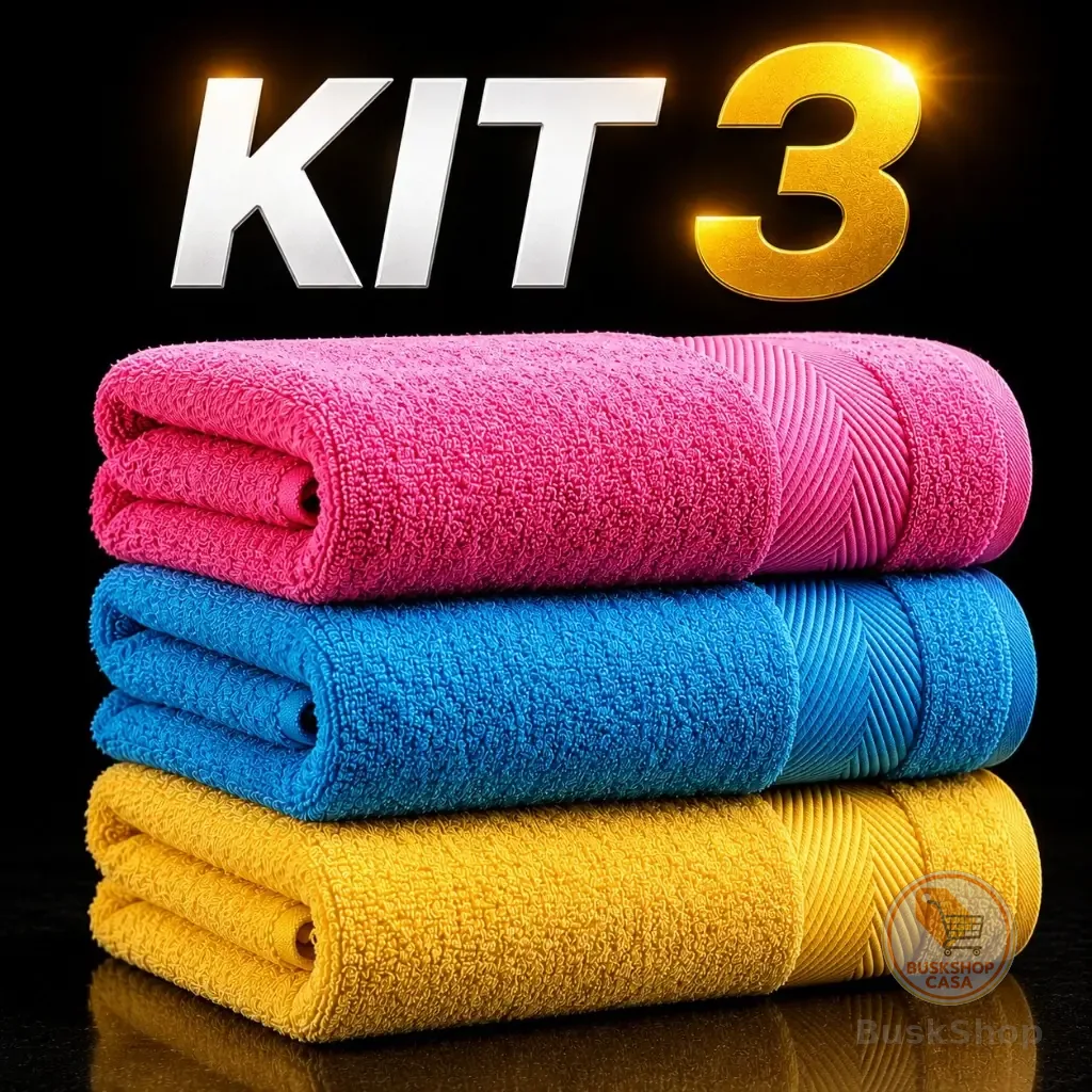 Kit 3 Toalha de Banho Spa Deluxe 100% algodão Alta Absorção 65x120cm Sortidas
