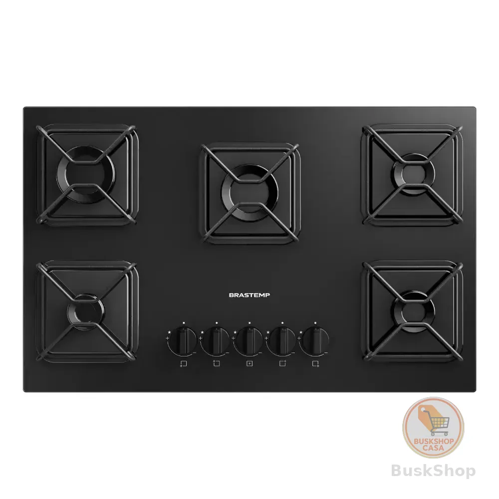 Cooktop Brastemp A Gás 5 Bocas Com Grades De Ferro - Bds75ae Preto 127/220v