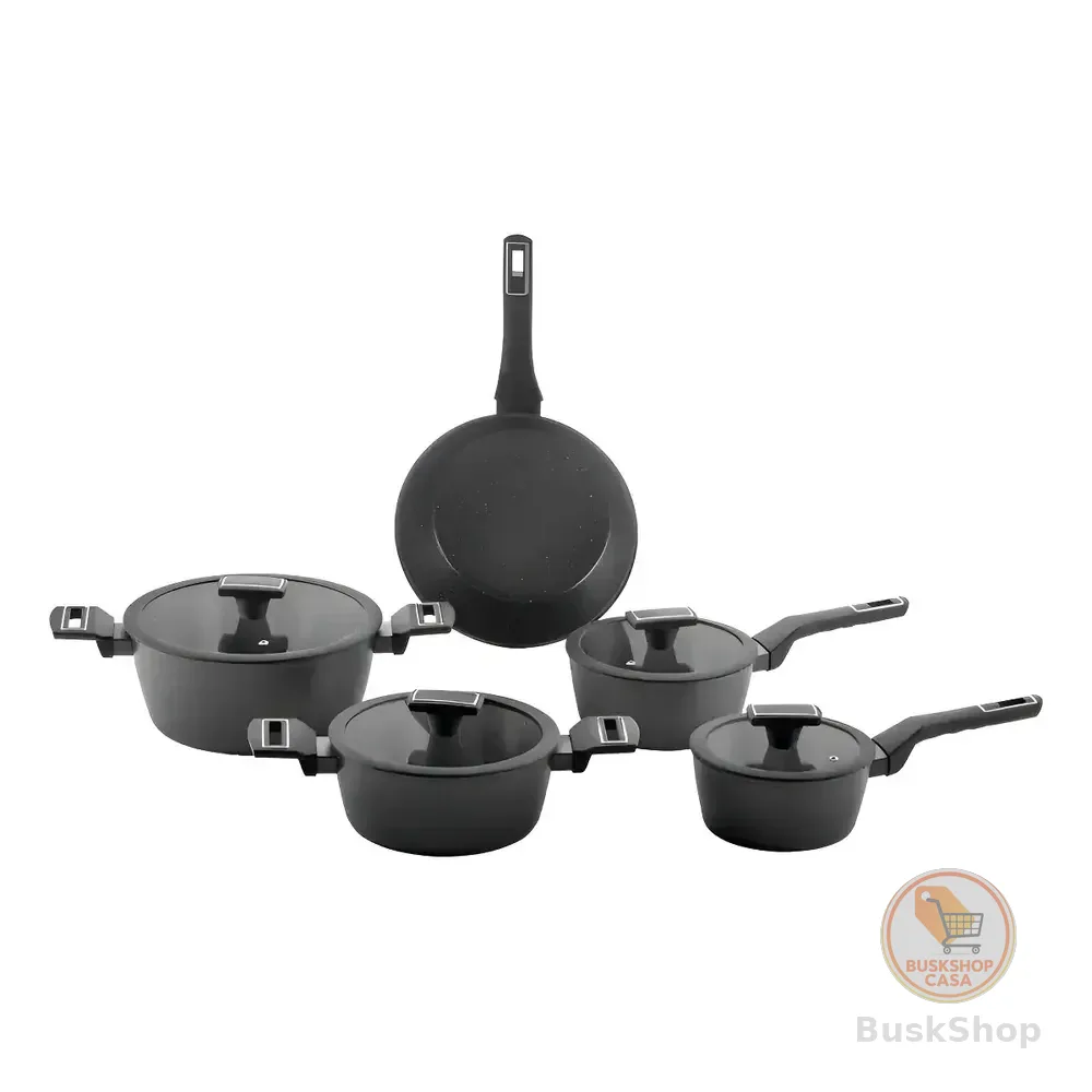 Jogo De Panelas Brinox Cerâmico 5 Pçs Carbon Ceramic Indução Cor Preto