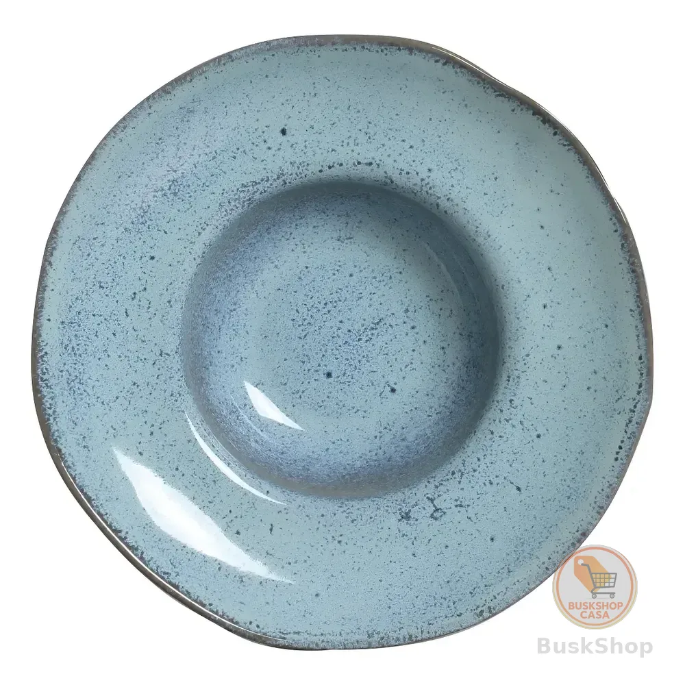 Jogo C/ 4 Pratos De Massa Orgânico Breeze Ø28x6,5cm 450ml Porto Brasil Azul Lisa
