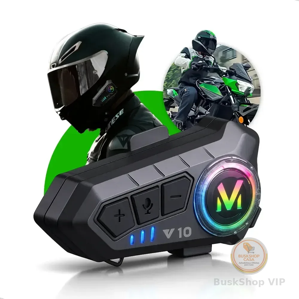 Fone De Ouvido Para Capacete Moto Bluetooth Headset Rgb Sem Fio Kateluo