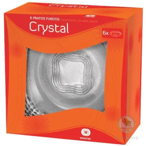 CRYSTAL - CONJ PRATO FUNDO C/ 06 PC 22X22X12 CM - CAIXA C/ 6 PEÇAS