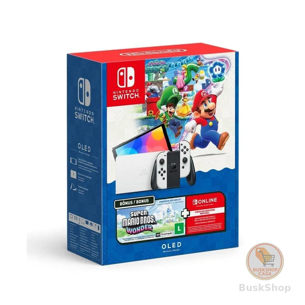 Bundle Nintendo Switch OLED + Super Mario Bros. Wonder + 3 Meses de Assinatura Nintendo Switch Online