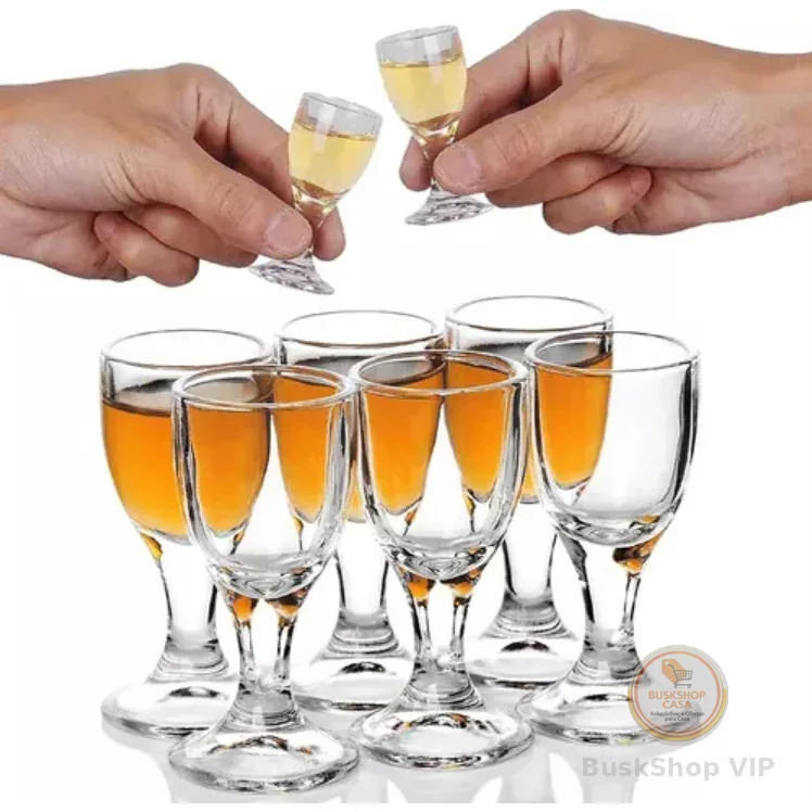 Mini Taças de Vidro 10ml para Licor Dose, Aperitivo, Lembrancinha e Brinde | Kit 6 12 ou 24 Unidades