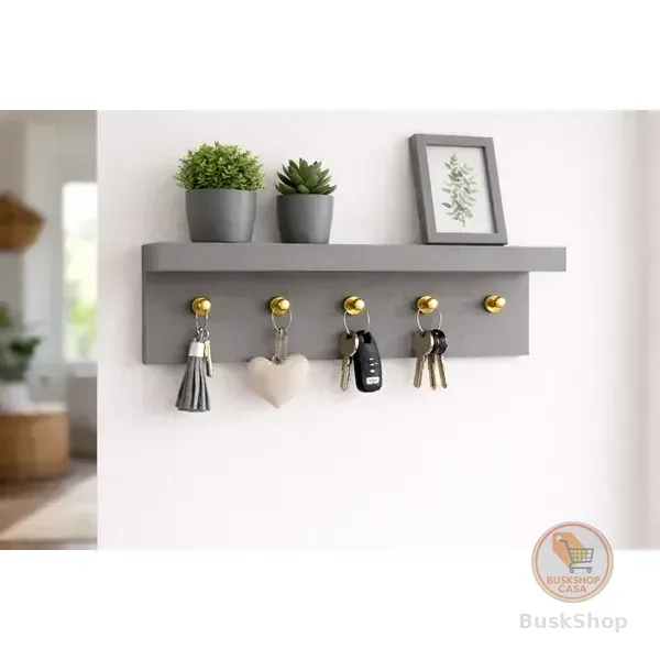 Porta Chaves De Parede Organizador Para Casa Mdf Div.cores Cinza