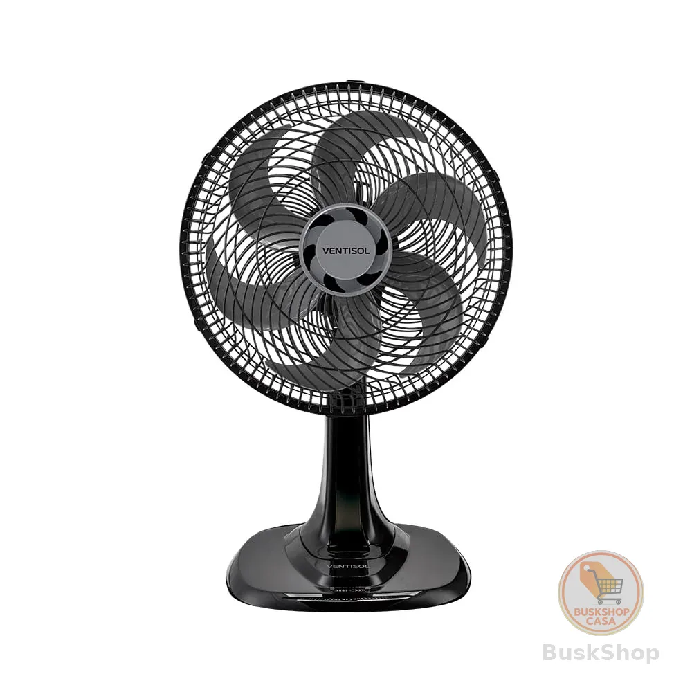 Ventisol Ventilador de Mesa Oscilante, Turbo 6 Pás Premium, Preto, 30cm, 127V