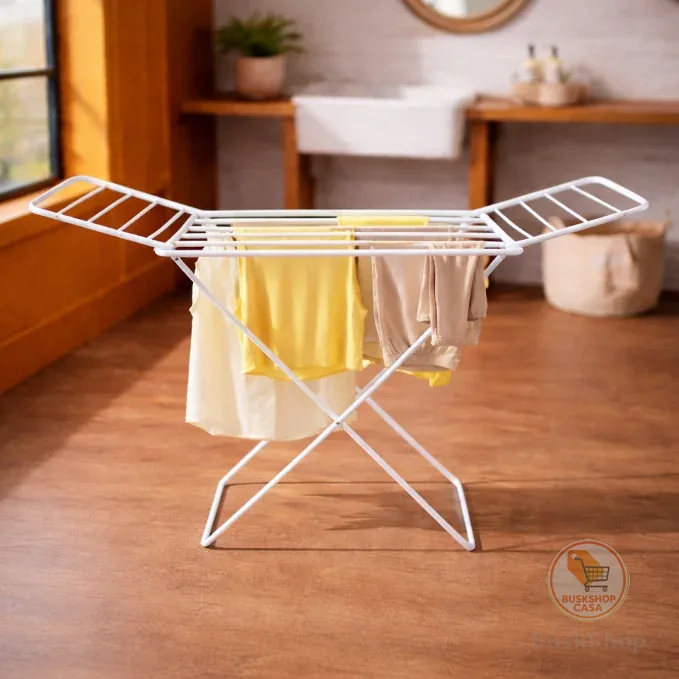 Varal Dobrável de Chão com Abas | Retrátil e Reforçado | Ideal para Apartamento