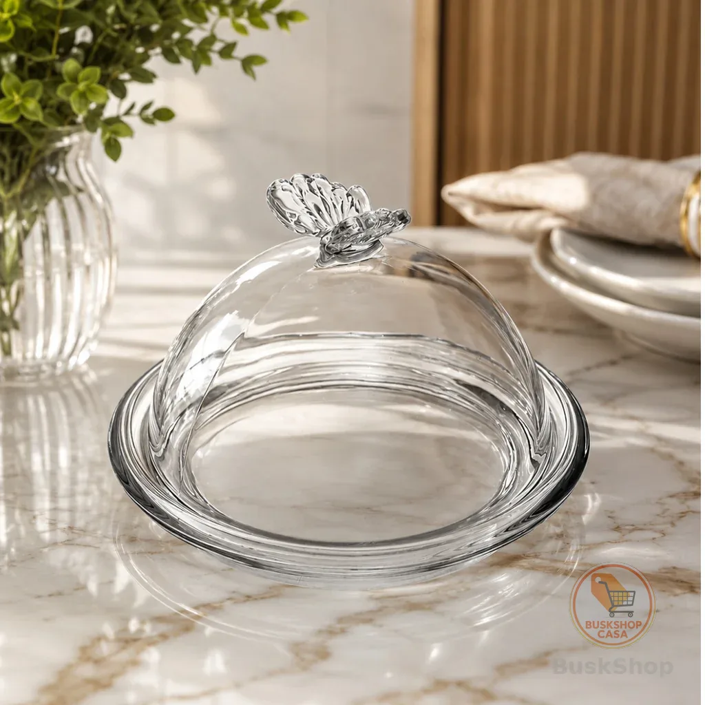 Prato para Doce com Tampa Bee abelha 15cm x 15cm x 10cm Cristal Ecológico - Wolff