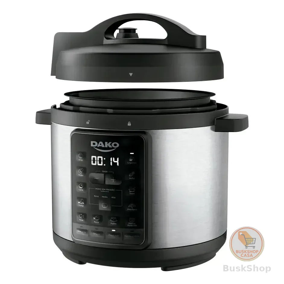 Panela De Pressão Elétrica Dako 1000w 6l Multifunções Preta Cor Preto Frequência 60 Hz 127v
