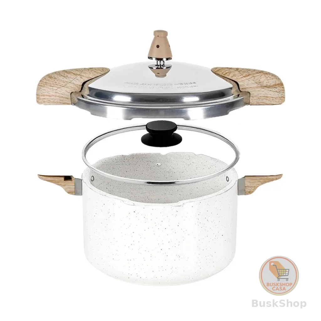 Panela de Pressão 5,4L 2 em 1 Brinox Ceramic Life Pressure Vanilla Indução Revestimento Cerâmico
