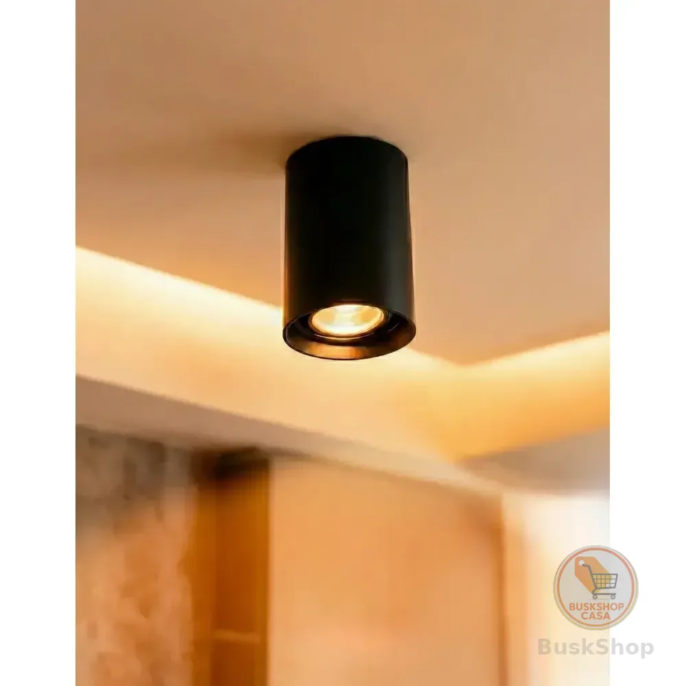 Spot Sobrepor Led Delis Preto Direcionável Lâmpada Dicroica Mr16 Teto